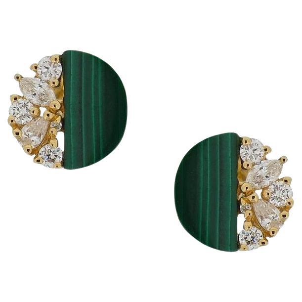 Orecchini Eternelle Malachite Diamante Oro Giallo per Lei
