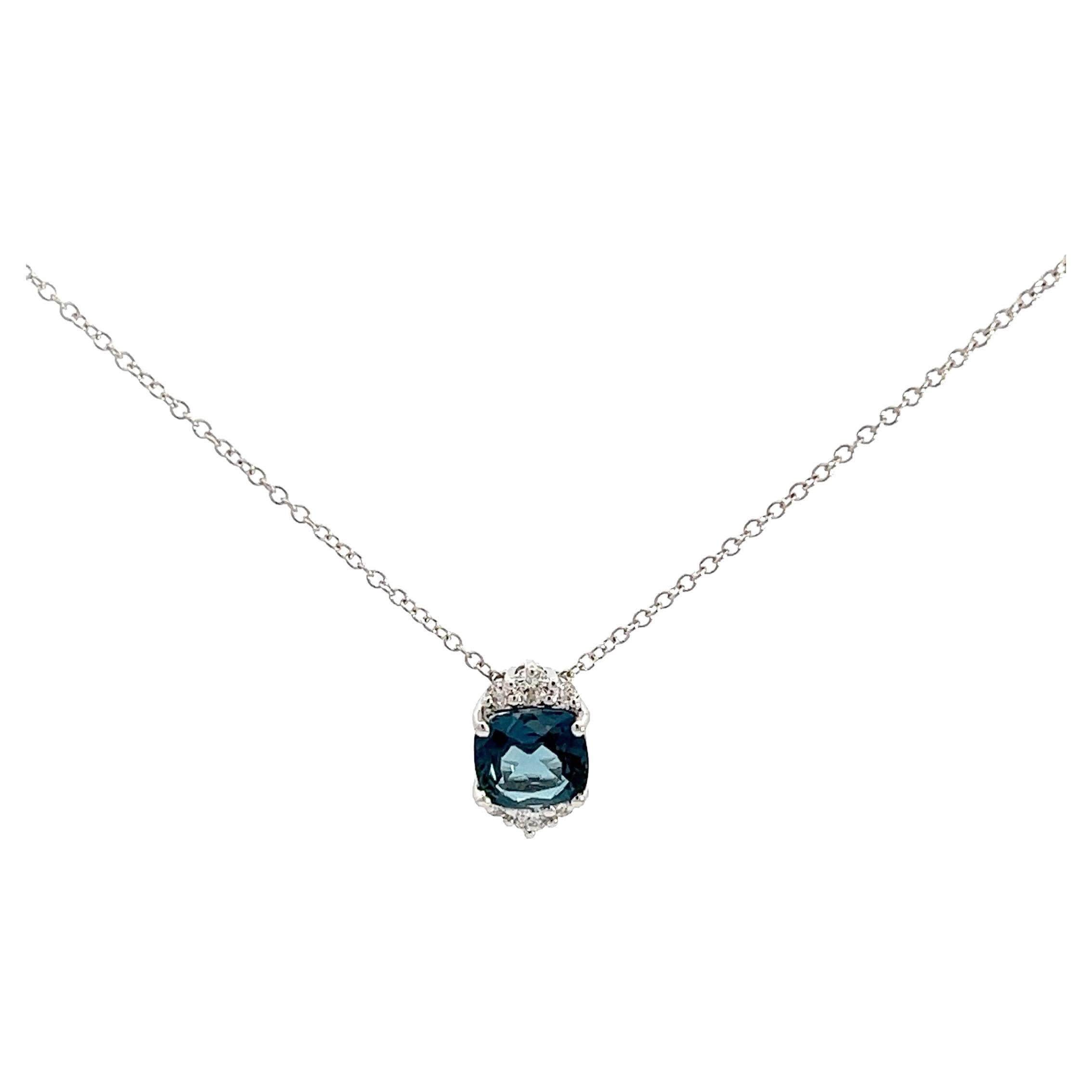 Eternelle Necklace London Blue Topaz Diamond White Gold for Her For Sale