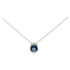 Collier Eternelle Londres Topaze bleue Diamant Or blanc pour Elle