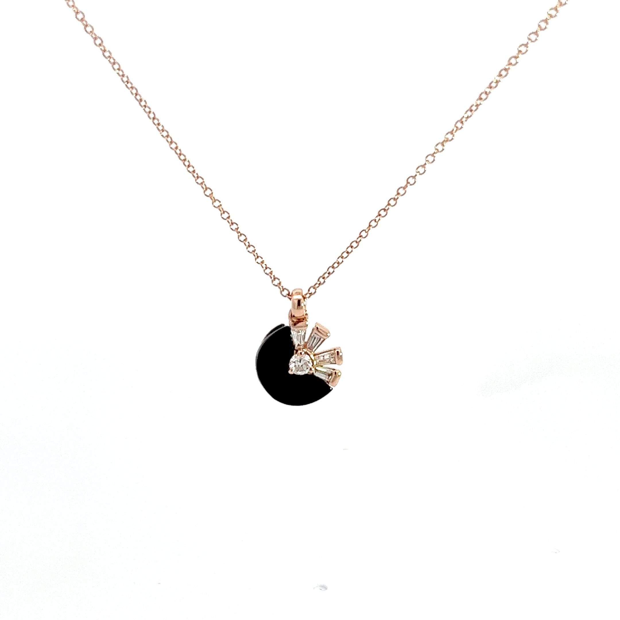 Eternelle Necklace Onyx Diamond Rose Gold for Her For Sale 2