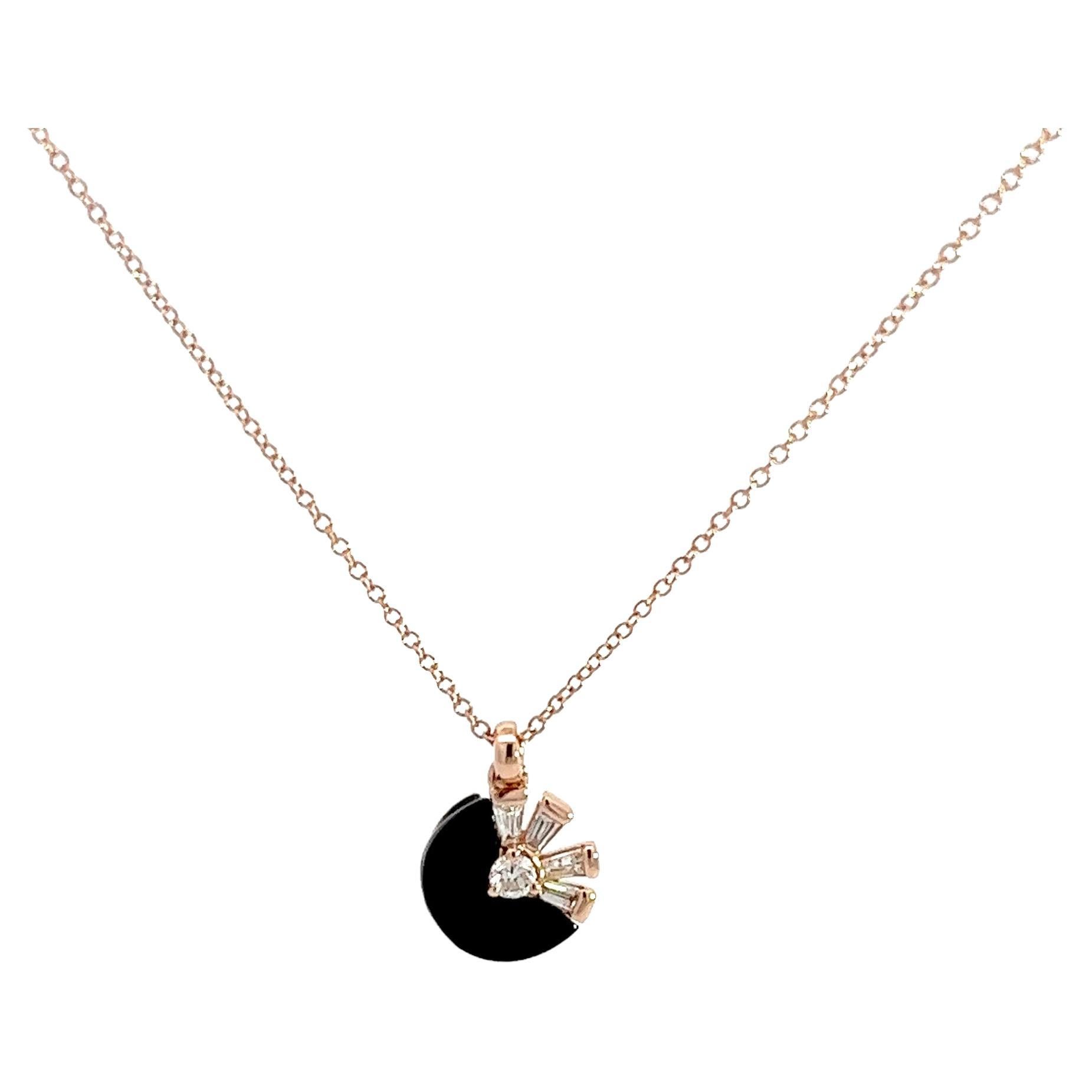 Eternelle Necklace Onyx Diamond Rose Gold for Her For Sale