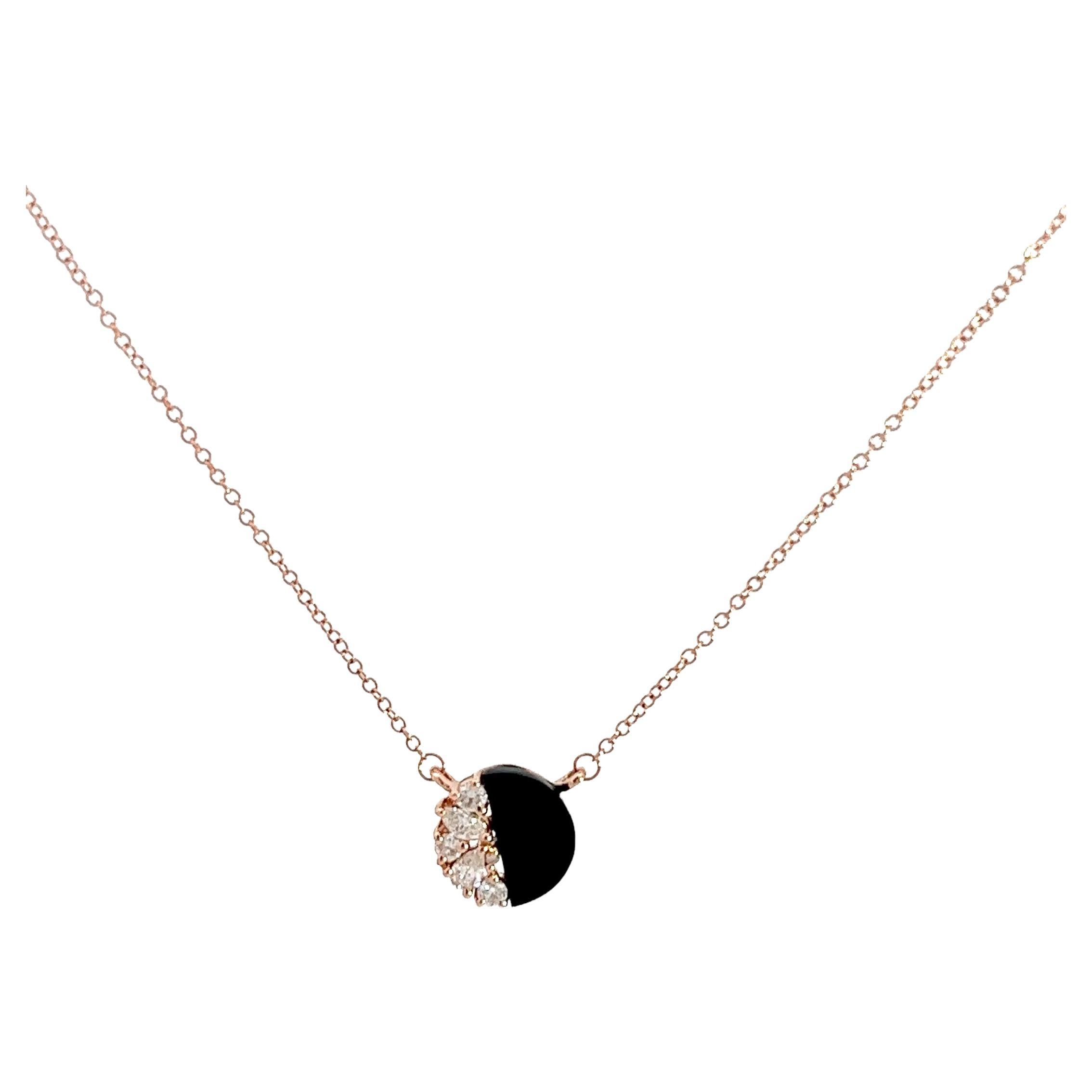 Eternelle Necklace Onyx Diamond Rose Gold for Her For Sale
