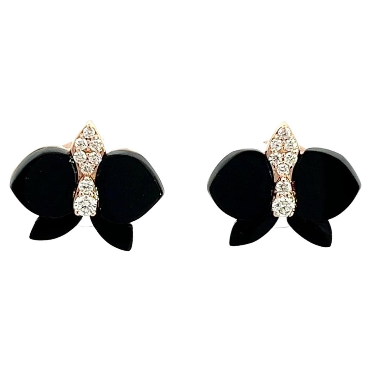 Eternelle Orchid Earrings Onyx Diamond Rose Gold for Her