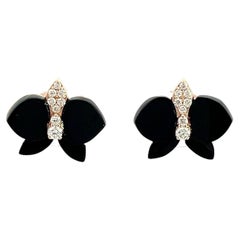 Eternelle Orchid Earrings Onyx Diamond Rose Gold for Her
