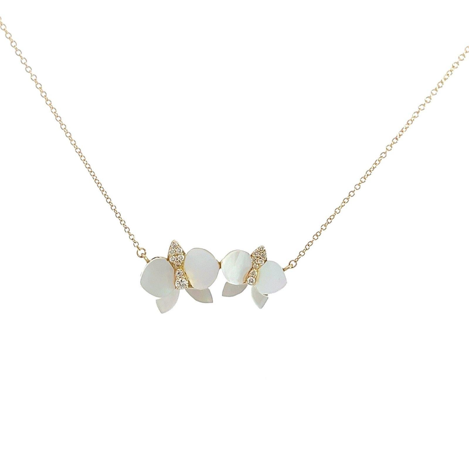 Eternelle Orchid Necklace Mother of Pearl Diamond Yellow Gold for Her
