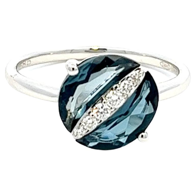 Eternelle Ring Diamond London Blue Topaz White Gold for Her For Sale