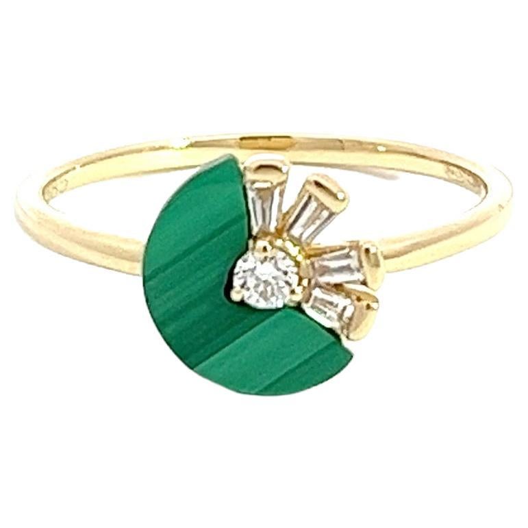Eternelle Ring Diamond Malachite Yellow Gold for Her For Sale