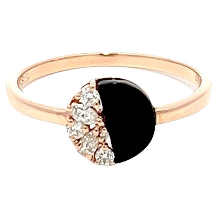 Eternelle Ring aus Roségold mit Diamanten und rosa Onyx für sie