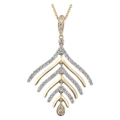 Eternity 14 Karat White Gold and Diamond Tree Leaf Pendant for Necklace