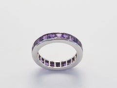 Eternity 2.60ct Squared Amethyst Sterling Silver Band Ring