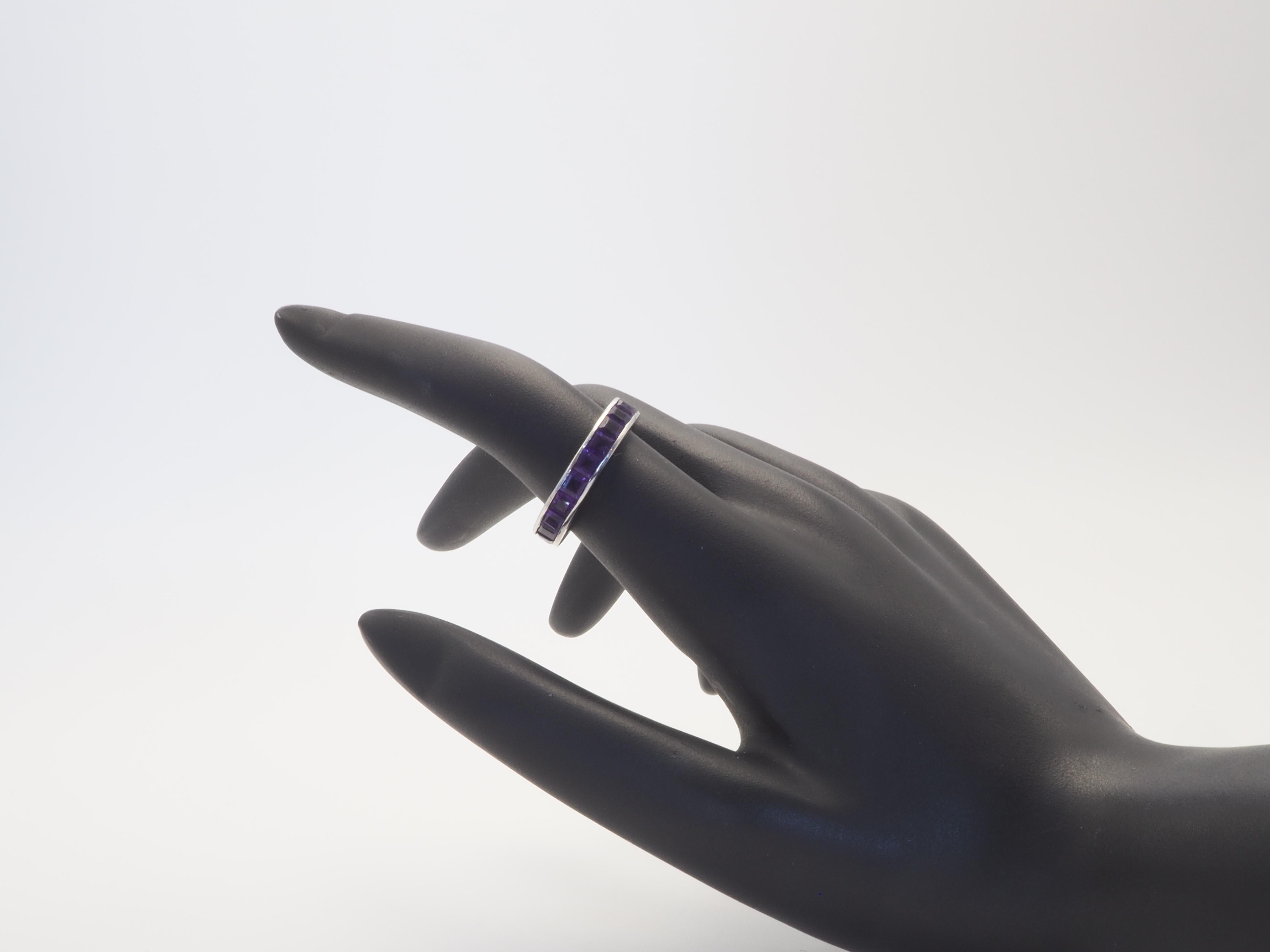 Eternity 2,60 Karat quadratischer Amethyst-Ring aus Sterlingsilber für Damen oder Herren