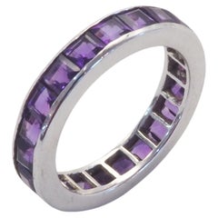Eternity 2.60ct Squared Amethyst Sterling Silver Band Ring