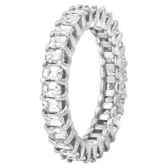 Eternity 2.66 TCW Emerald Cut Diamond White Gold Engagement Stackable Band