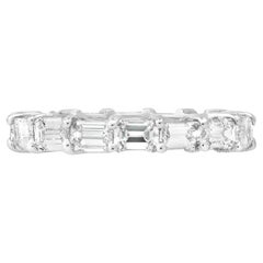 Eternity 2.88 TCW Emerald Cut Diamond White Gold Engagement Stackable Band