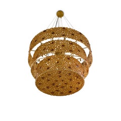 Eternity 3 Tier Chandelier in Brass and Ambar Glass