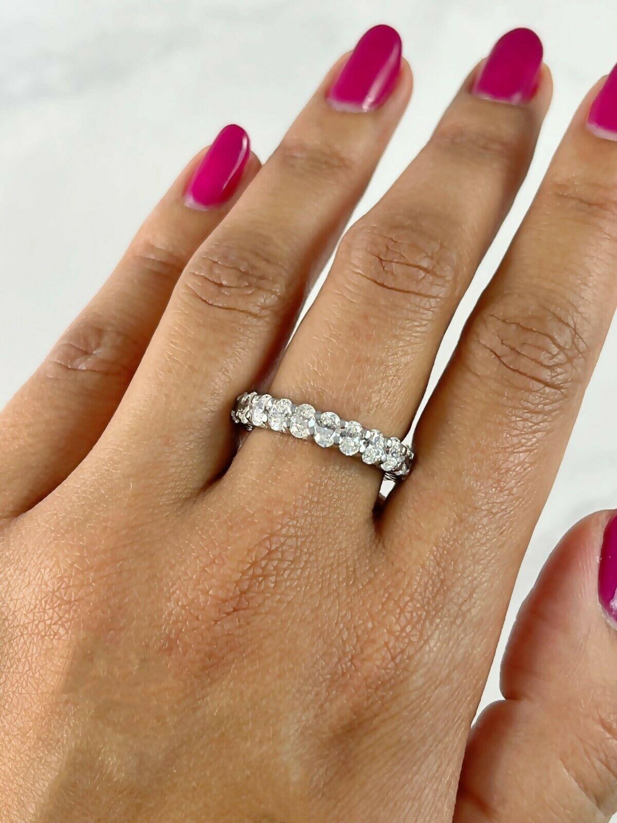 Eternity 3.24 TCW Oval Cut Diamond White Gold Engagement Stackable Band In New Condition For Sale In Los Angeles, CA