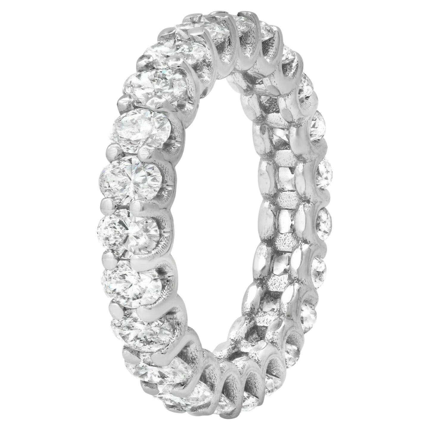 Eternity 3.24 TCW Oval Cut Diamond White Gold Engagement Stackable Band For Sale