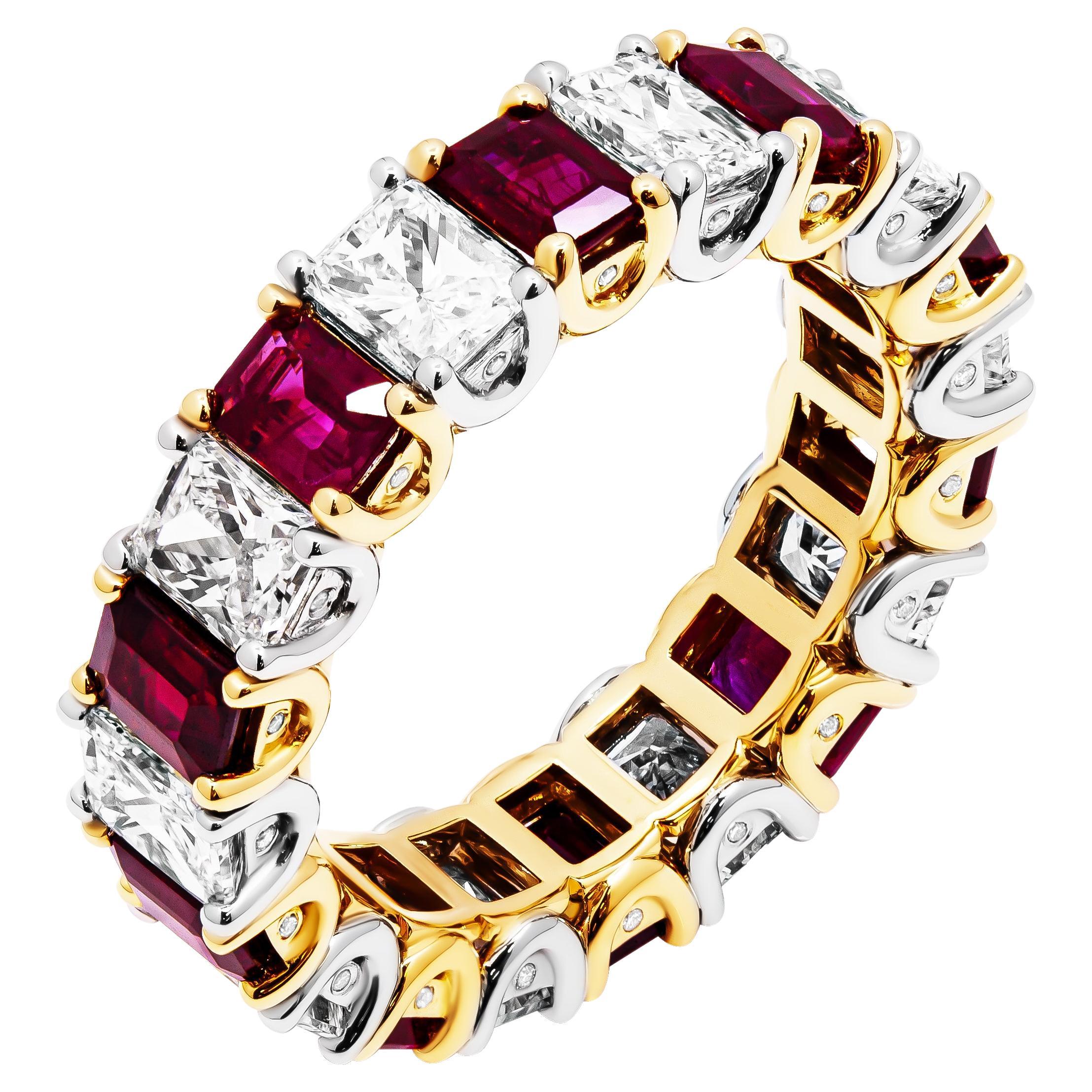 Eternity Alternating Anniversary Band with Diamonds and Rubies For Sale
