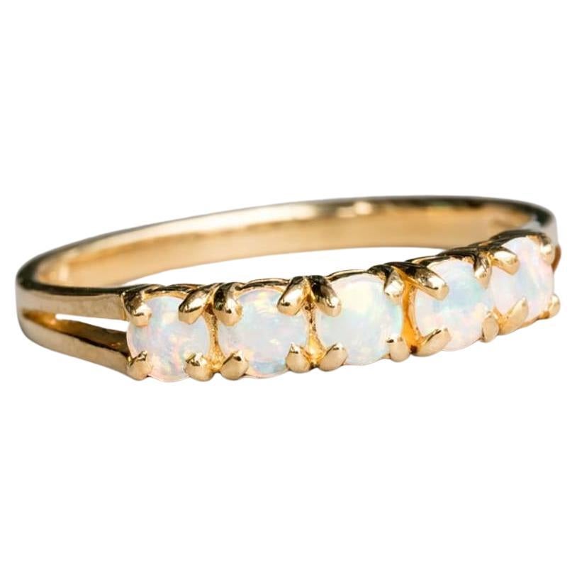 Eternity Australian Solid Opal Ehering 14K Gelbgold
