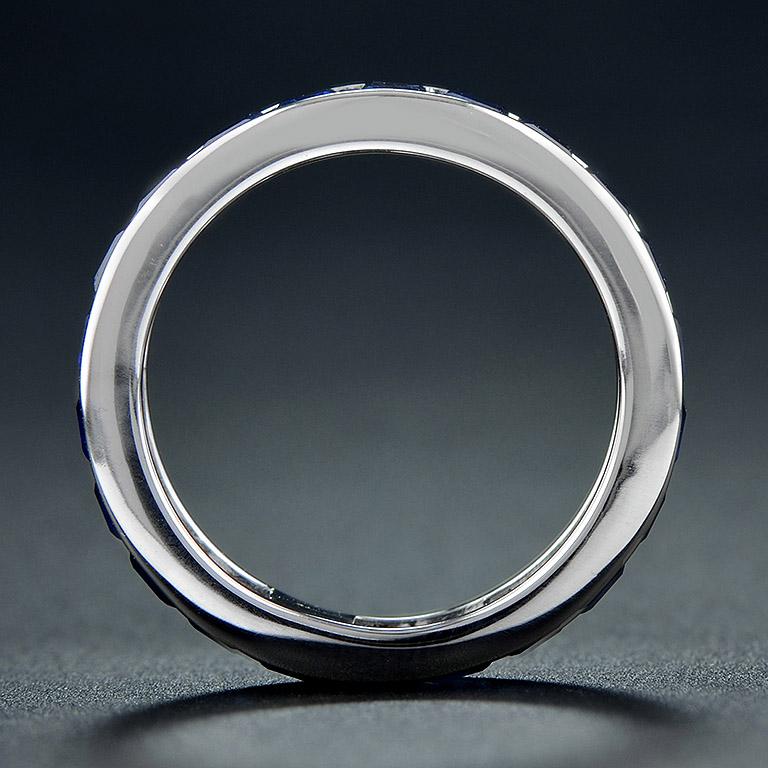 Baguette Blauer Saphir Ewigkeitsring für Damen oder Herren