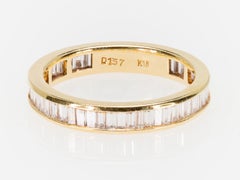 Eternity Baguette Cut 1.57 Carat Diamond Band Ring in 18 Karat Yellow Gold 1980s