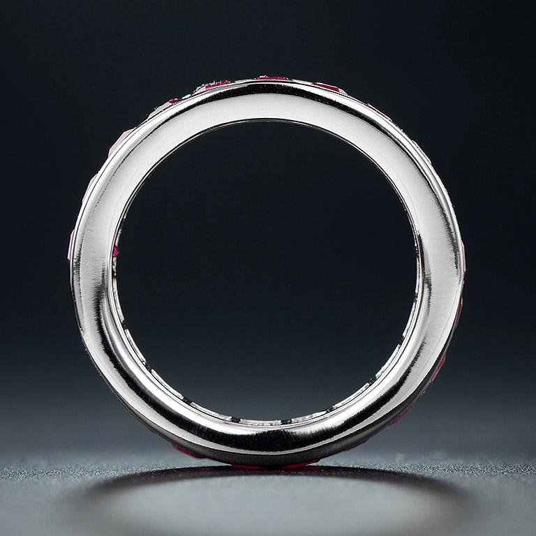 Art Deco Eternity Baguette Natural Ruby Ring