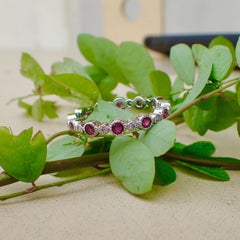 Eternity Band, 0.72 Carat of Ruby and 0.12 Carat of Diamond, 18 Karat White Gold
