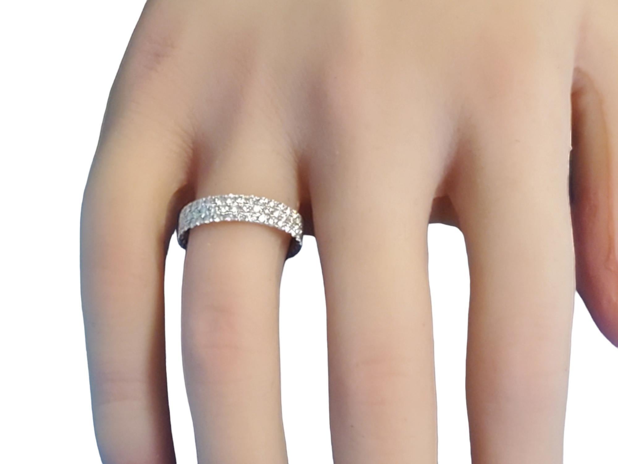 Round Cut Eternity Band 1.61tcw 3 Row 18k White Gold White VS Diamonds New Close Out ring For Sale