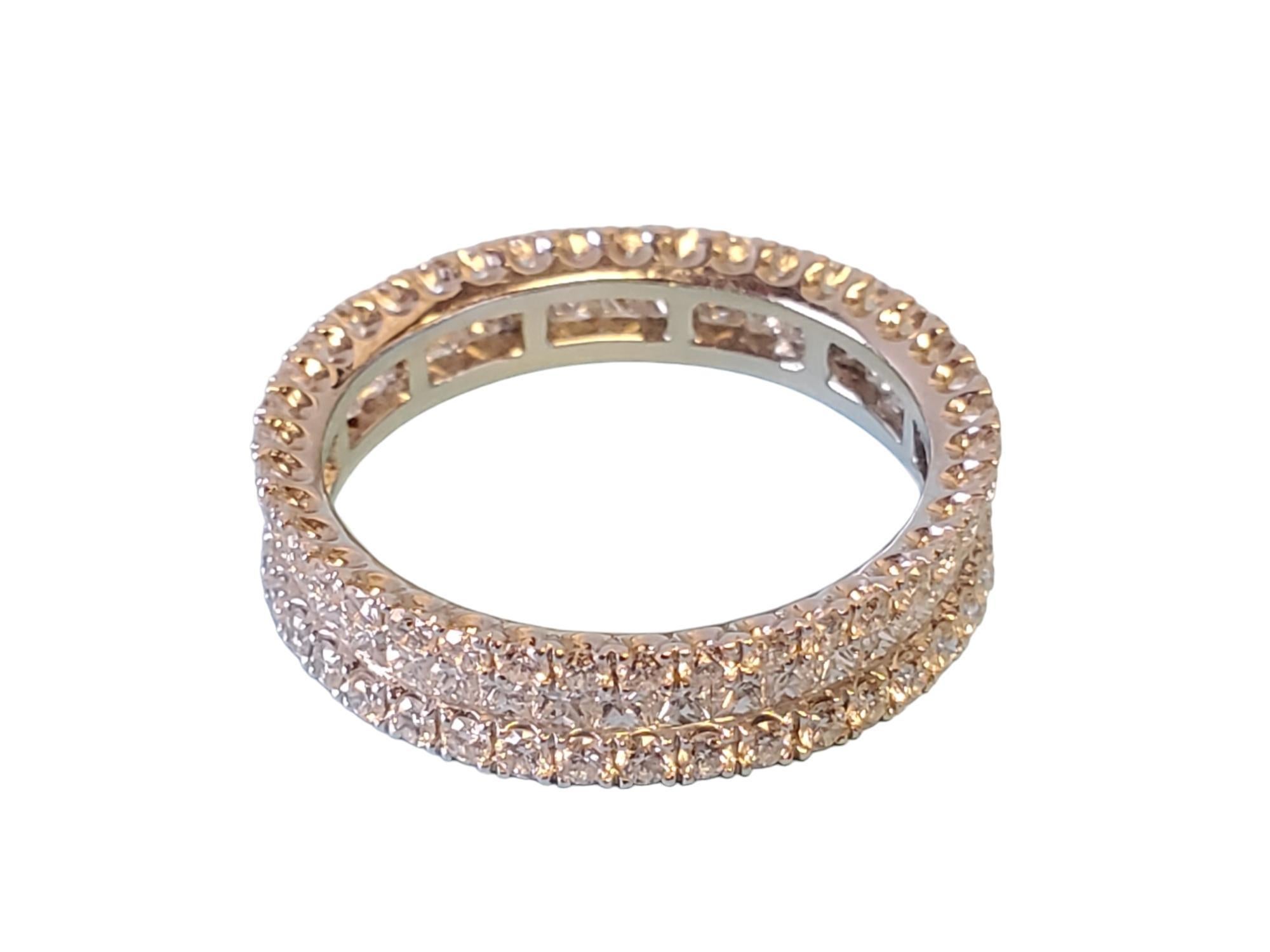 Modern Eternity Band 1.89tcw 3 Row 18k White Gold White VS Diamonds New Close Out ring For Sale