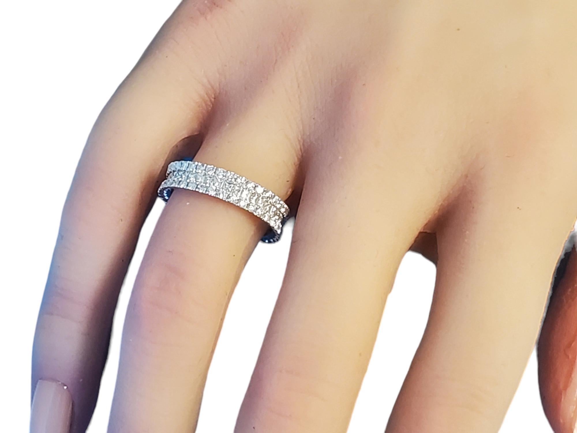 Eternity Band 1.89tcw 3 Row 18k White Gold White VS Diamonds New Close Out ring For Sale 1