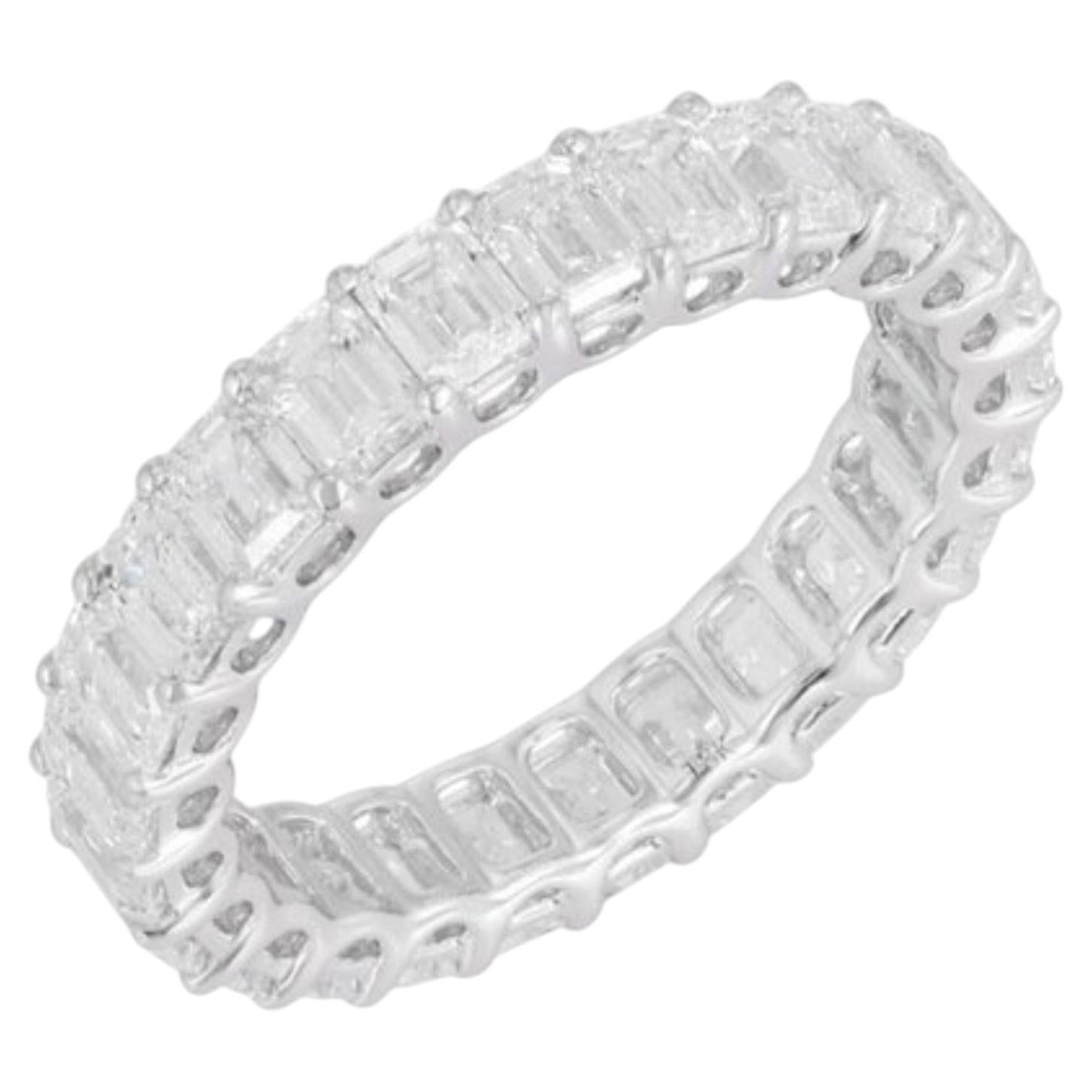 For Sale:  4.67ct Emerald Cut Diamond Eternity Band 18K White Gold Ring