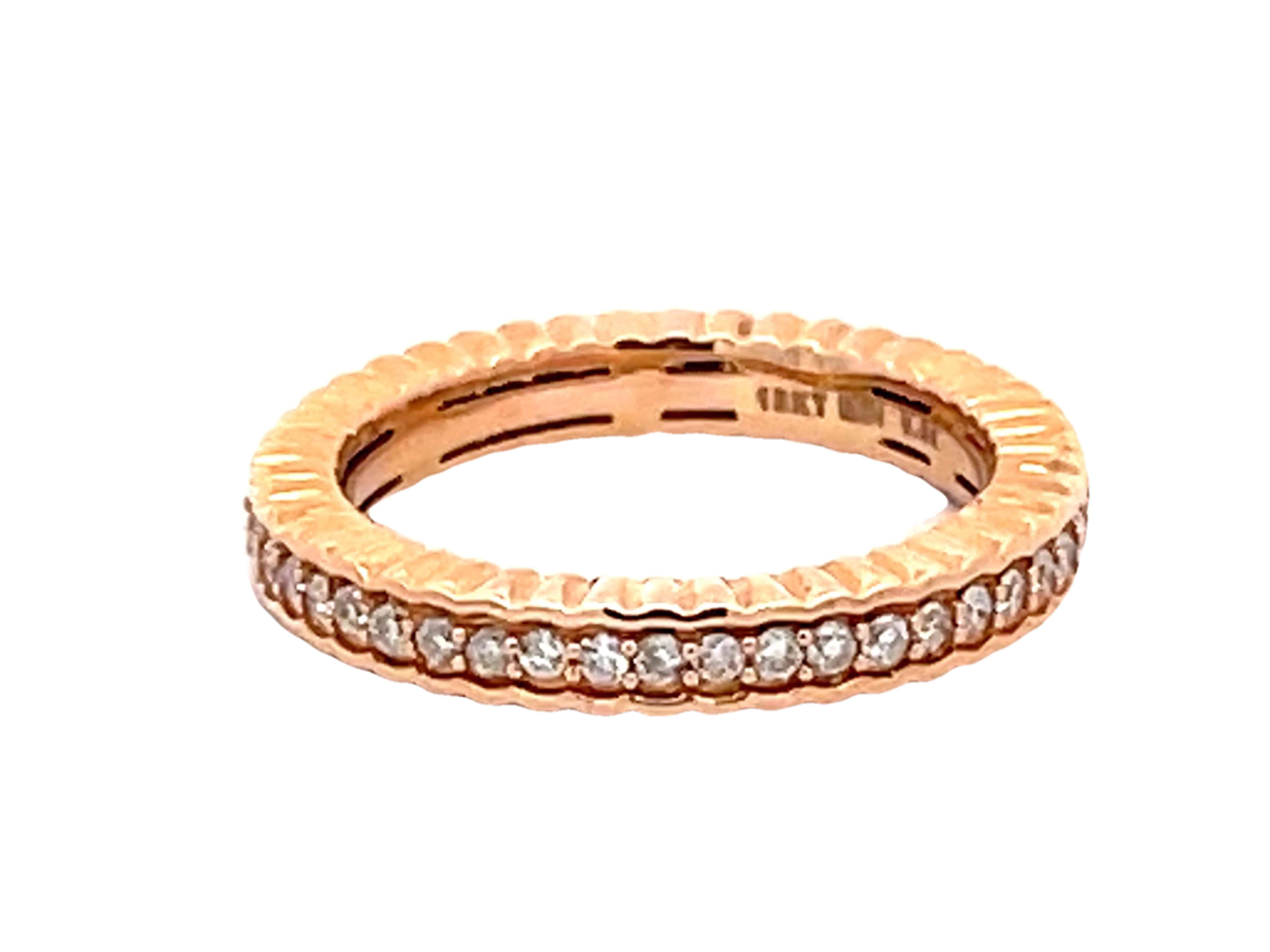 Modern Eternity Band Diamond Ring Solid 18k Rose Gold For Sale