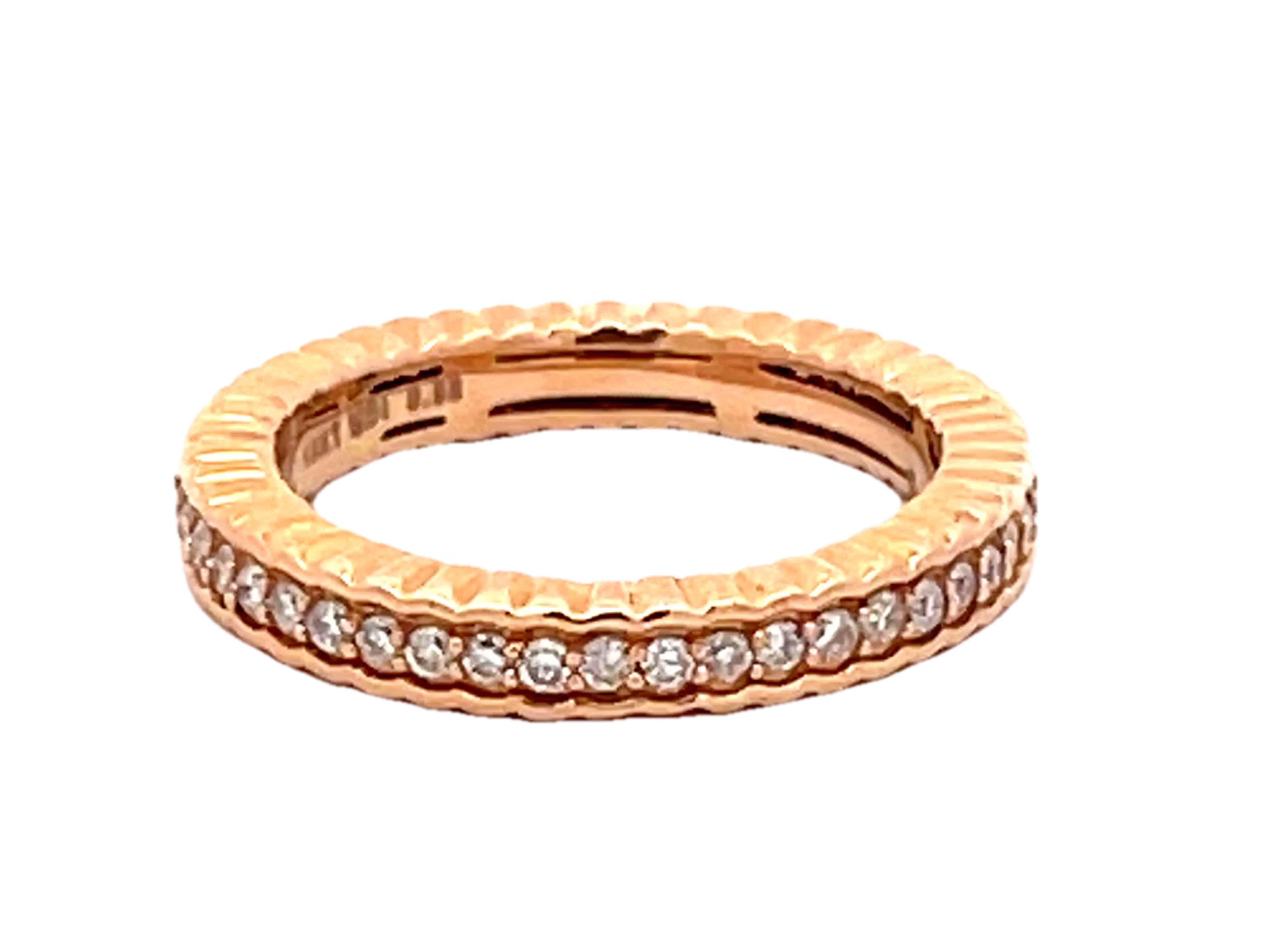 Brilliant Cut Eternity Band Diamond Ring Solid 18k Rose Gold For Sale