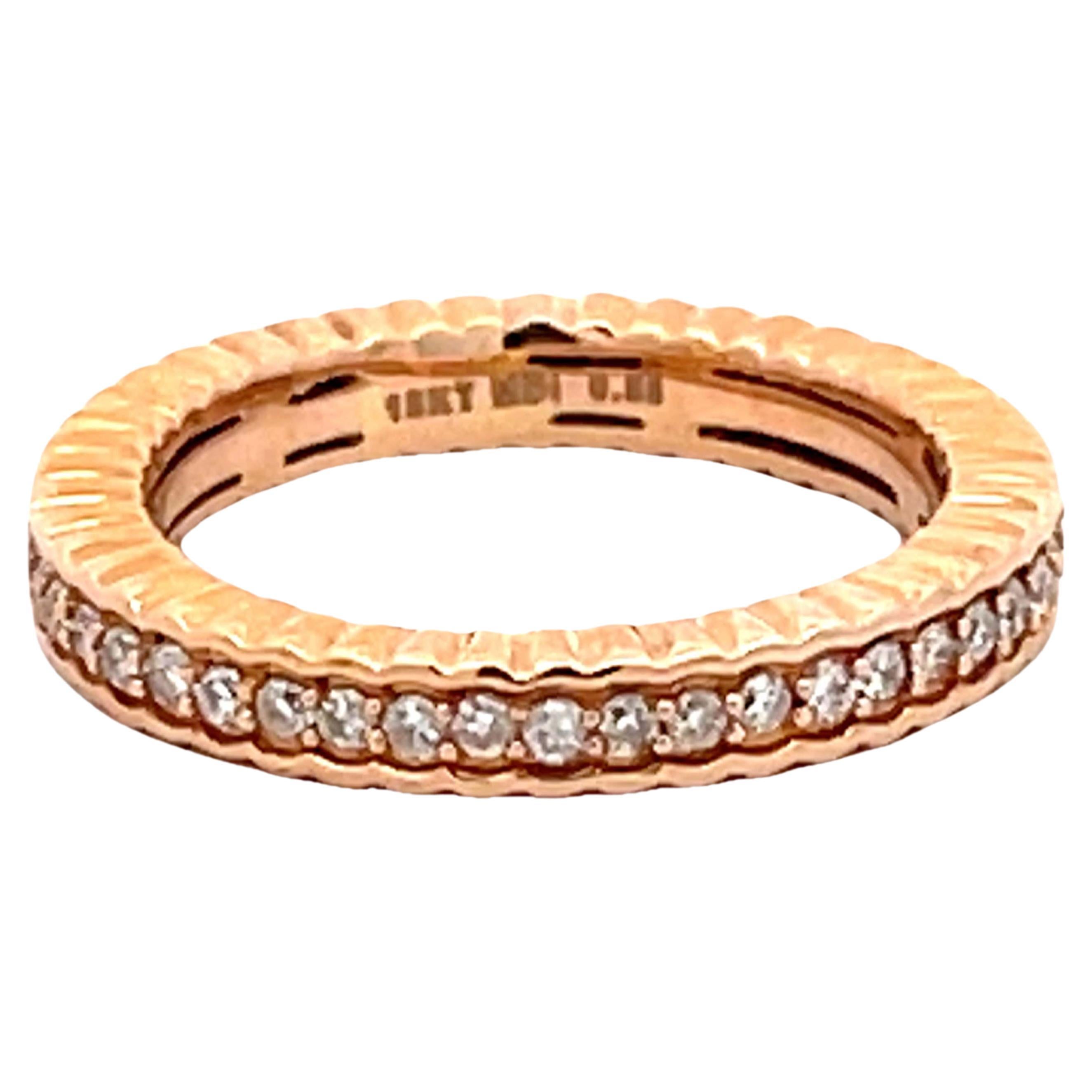 Eternity Band Diamond Ring Solid 18k Rose Gold For Sale