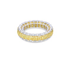 Eternity Band Full Fancy Yellow with White Baguette Diamonds, 4.63 Carat
