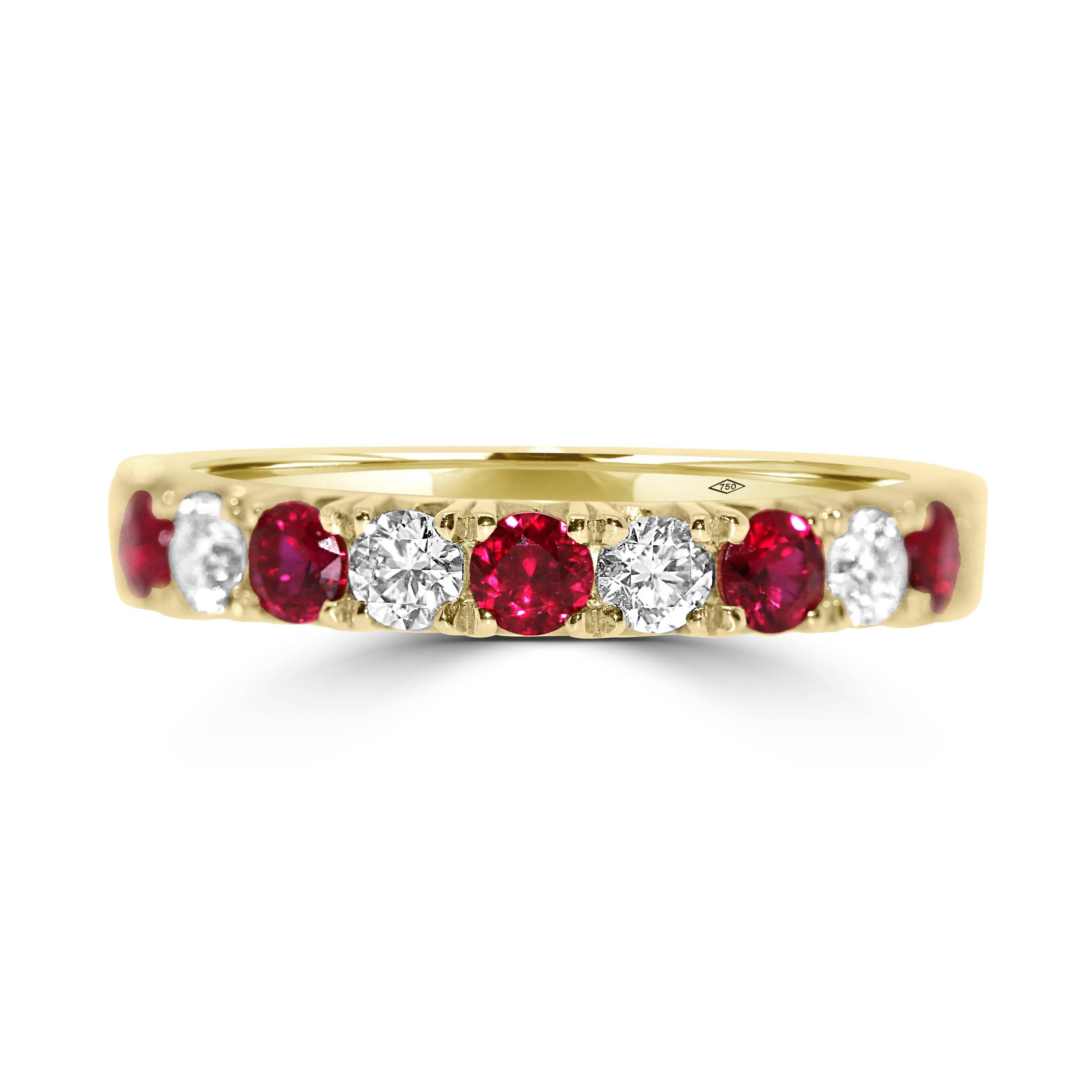 elegant and classy eternity band,
half set with brilliant cut diamonds of 0.51ct total and ruby gemstones of 0.59ct total, mounted in 18kt rose gold.
Winston special setting.