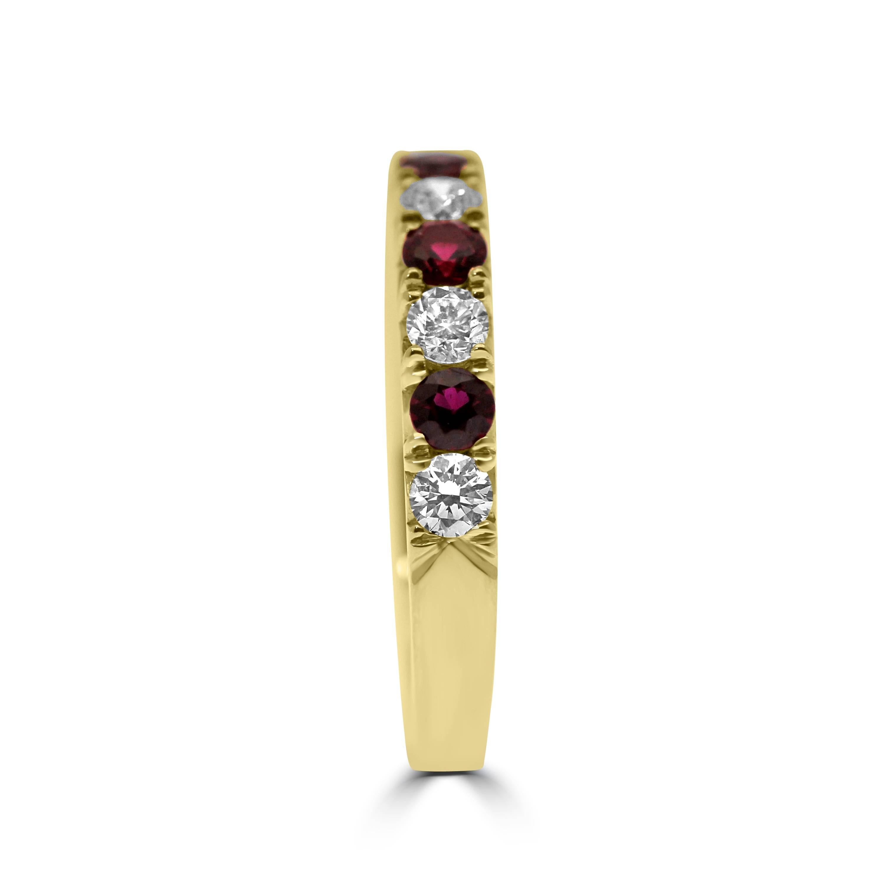Contemporary Eternity Band Half Set with Diamonds and Ruby gemstones