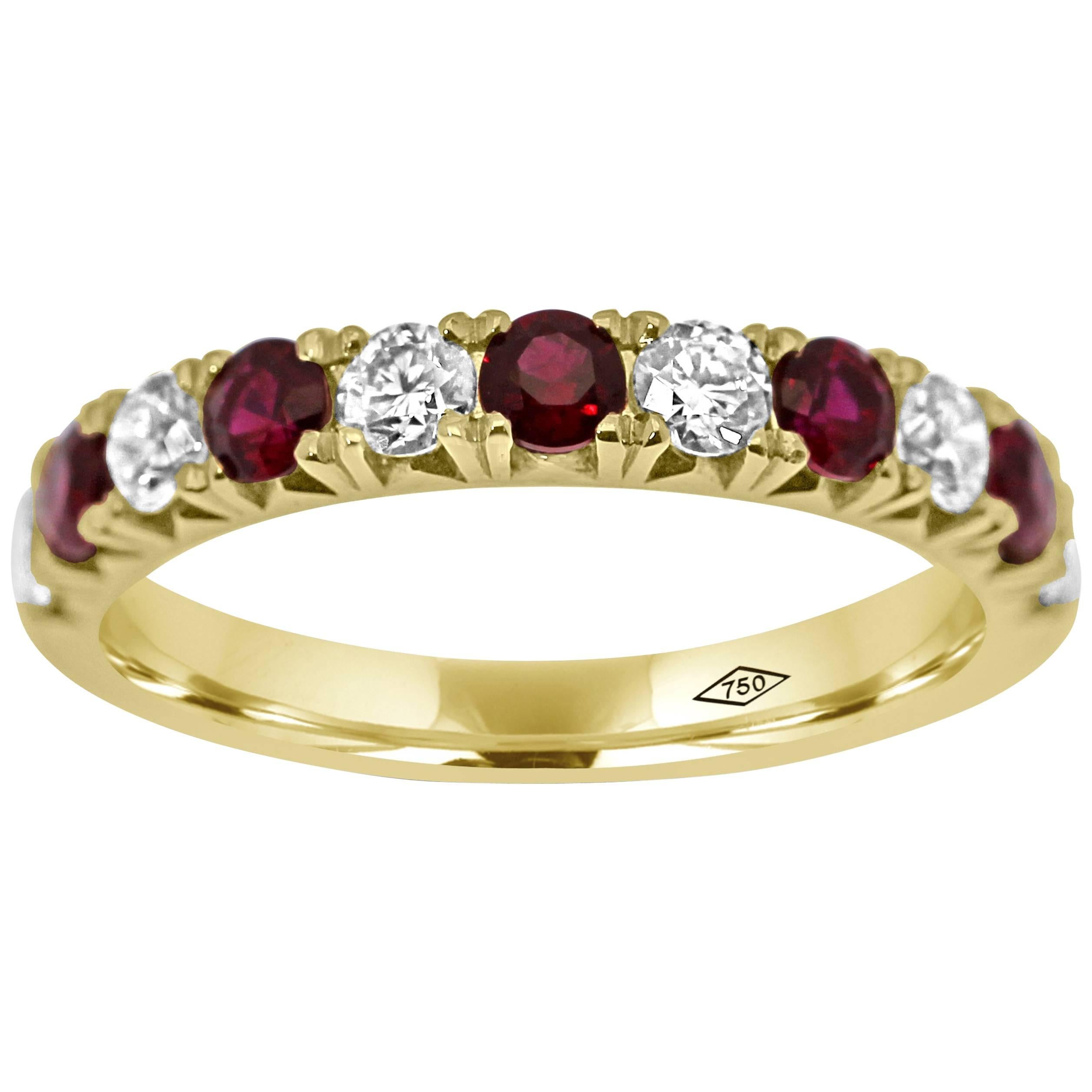 Eternity Band Half Set with Diamonds and Ruby gemstones