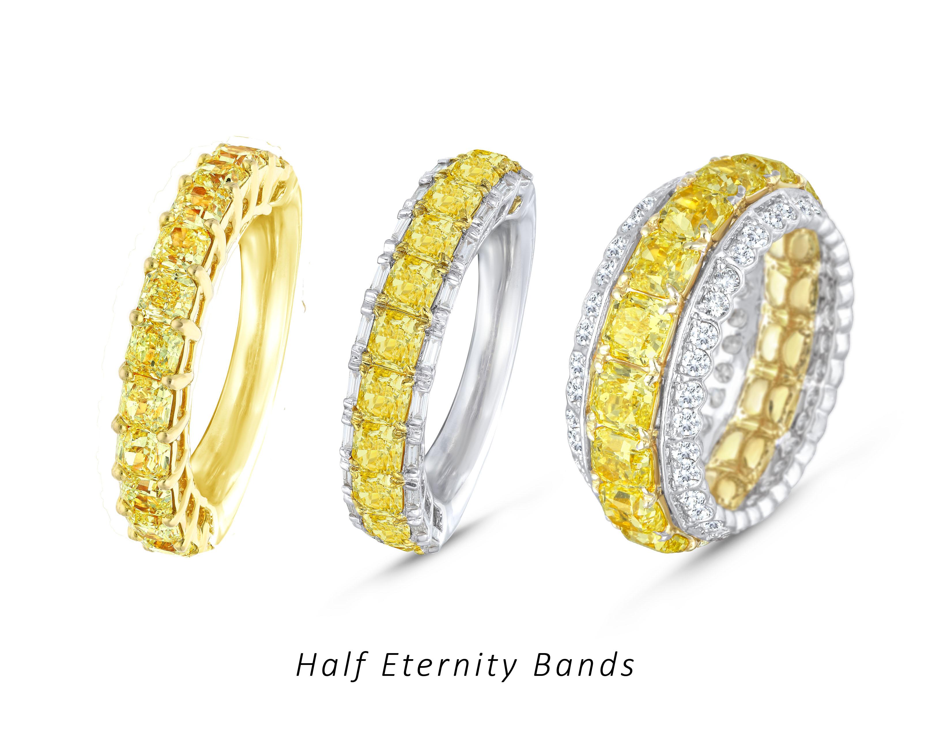 Radiant Cut Eternity Band Half with Baguettes, 2.05 Carat