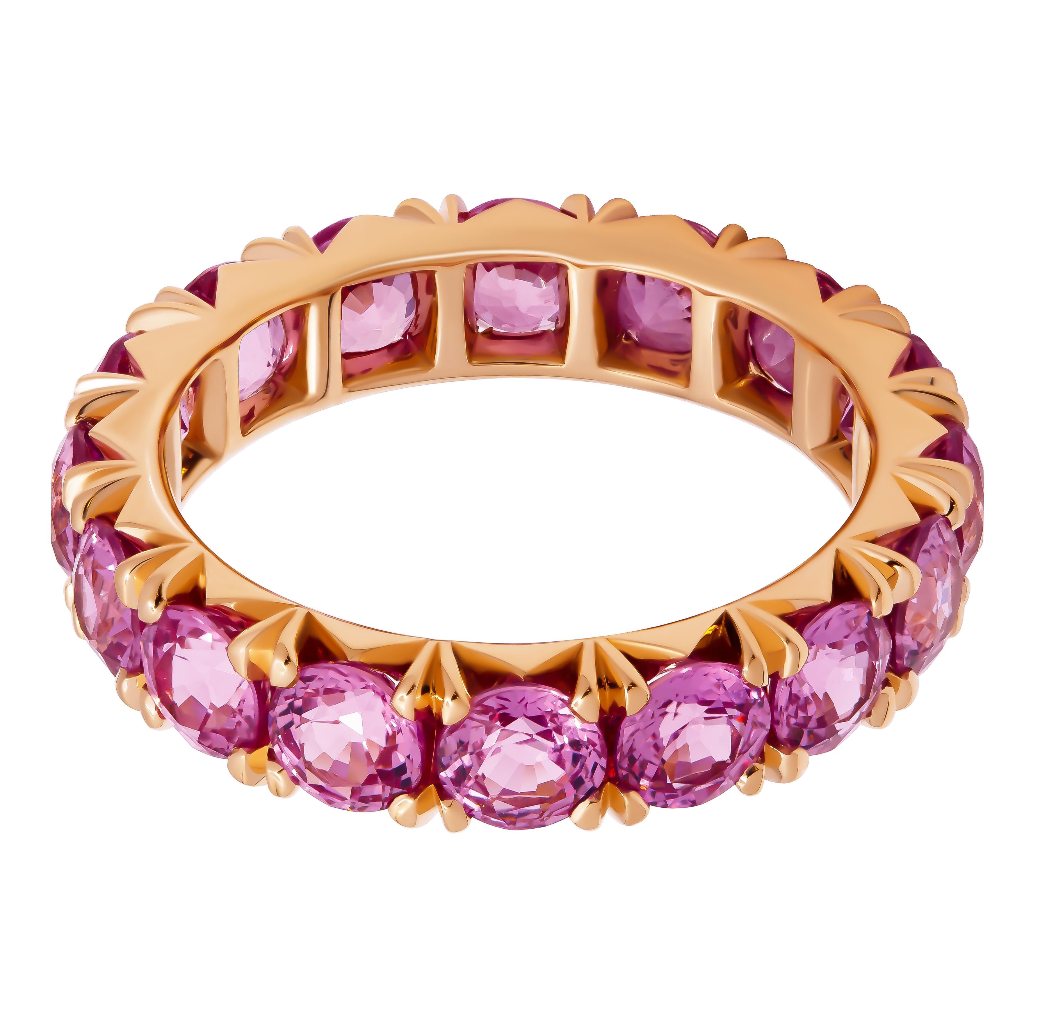 Moderno Fascia Eternity in oro rosa 18 carati con zaffiri rosa in vendita