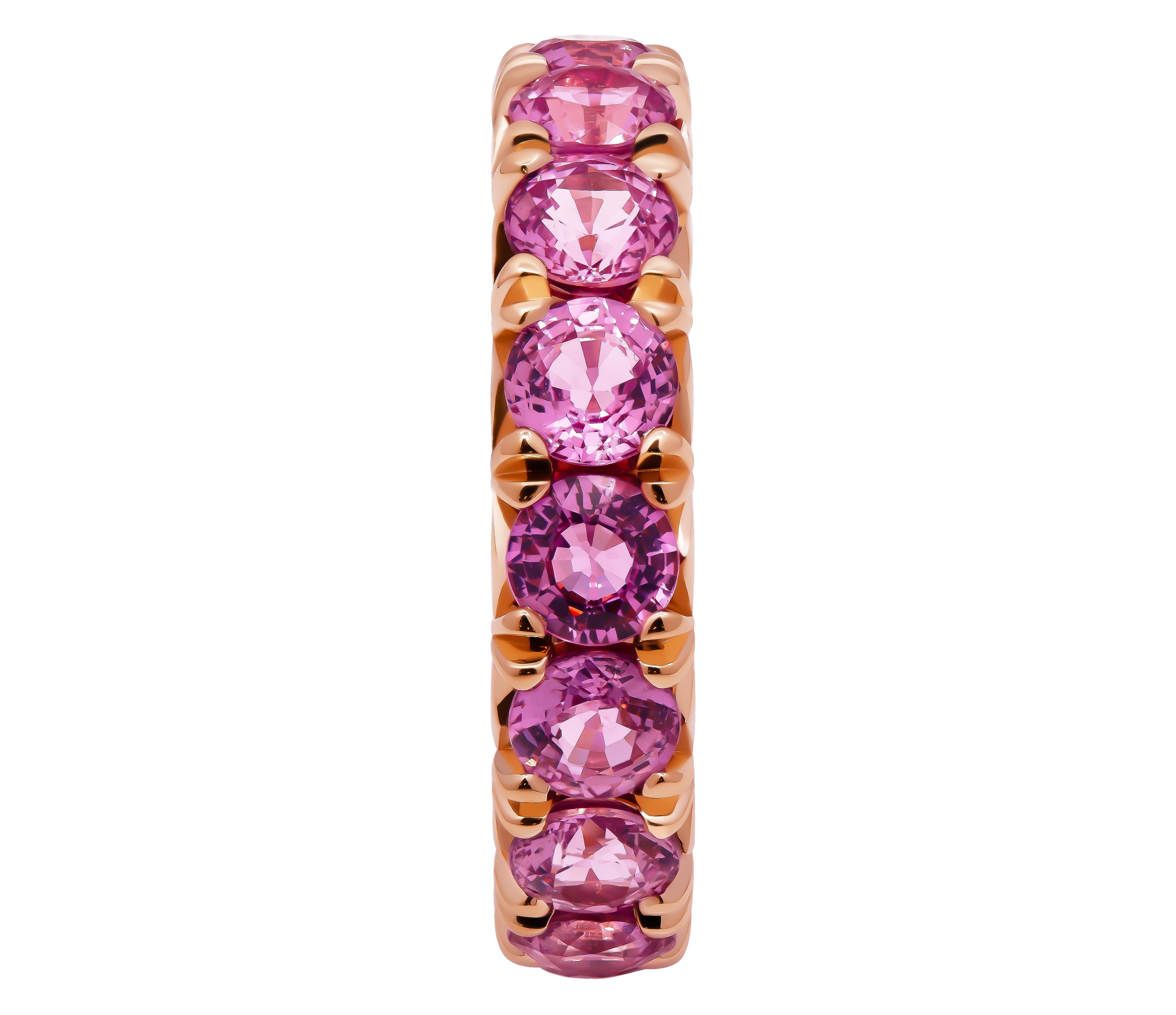 Taglio rotondo Fascia Eternity in oro rosa 18 carati con zaffiri rosa in vendita