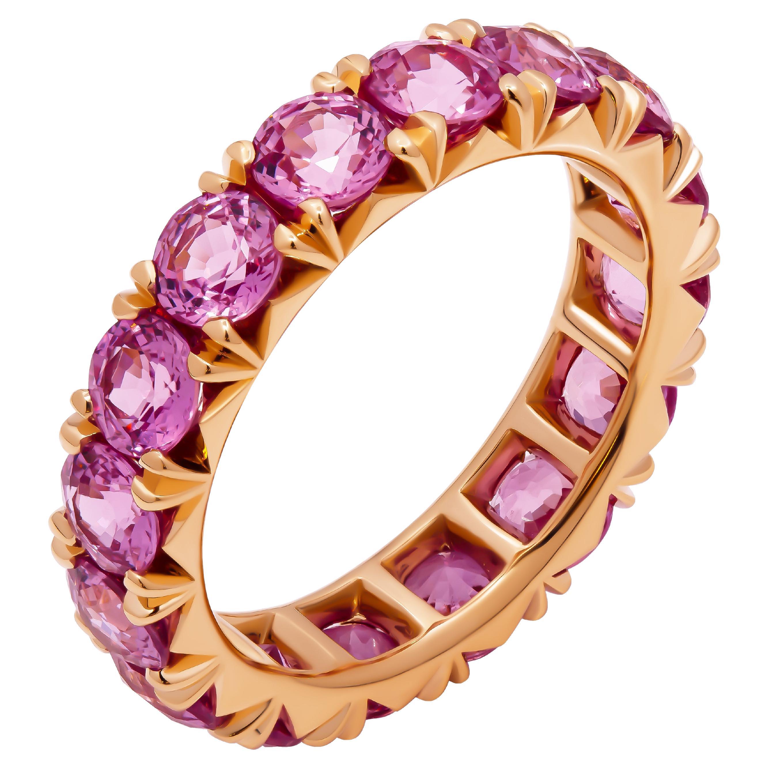 Eternity Band in 18K Rose Gold with Pink Sapphires