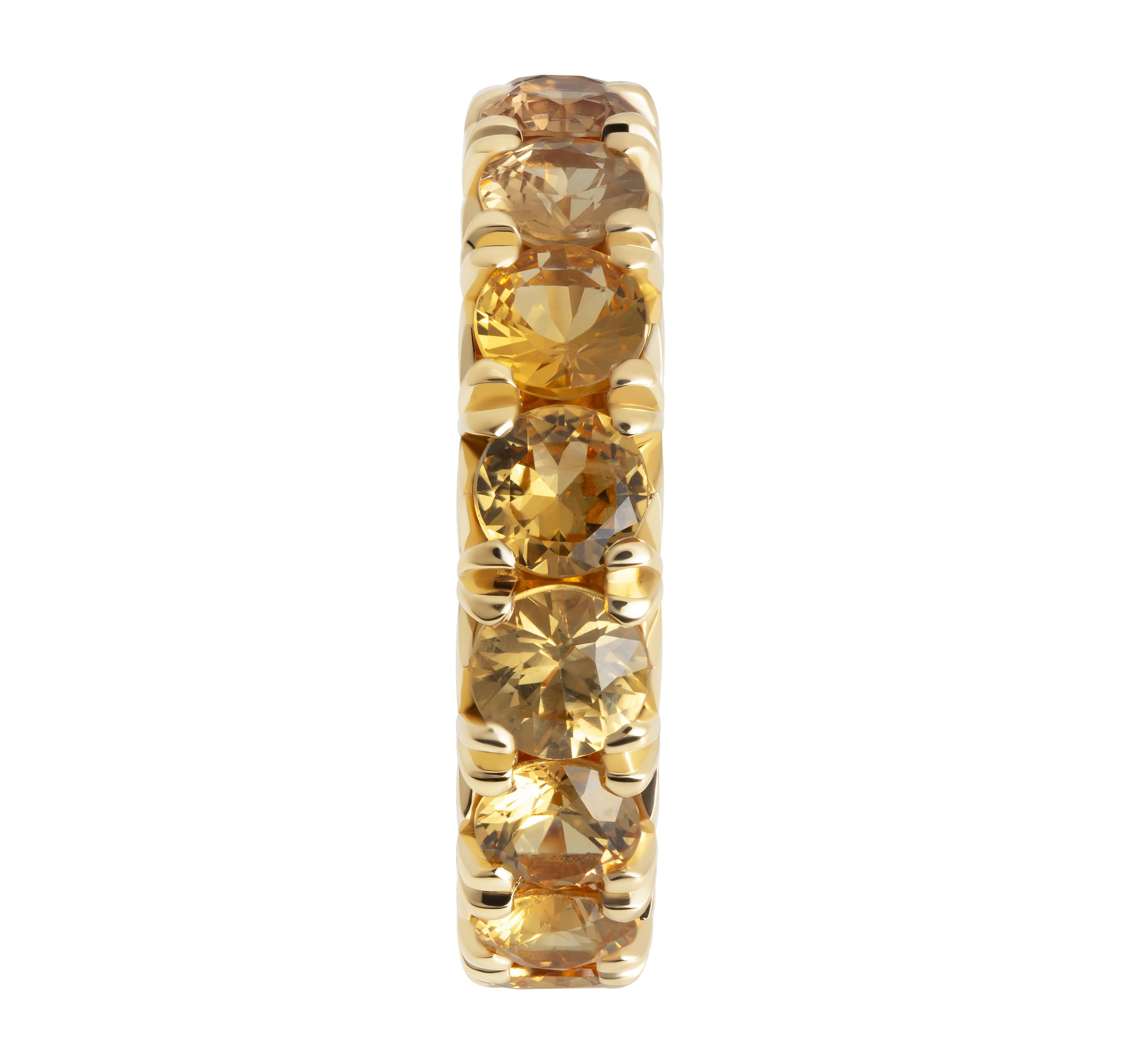 Modern Eternity Band in 18K Yellow Gold with Yellow Sapphires For Sale