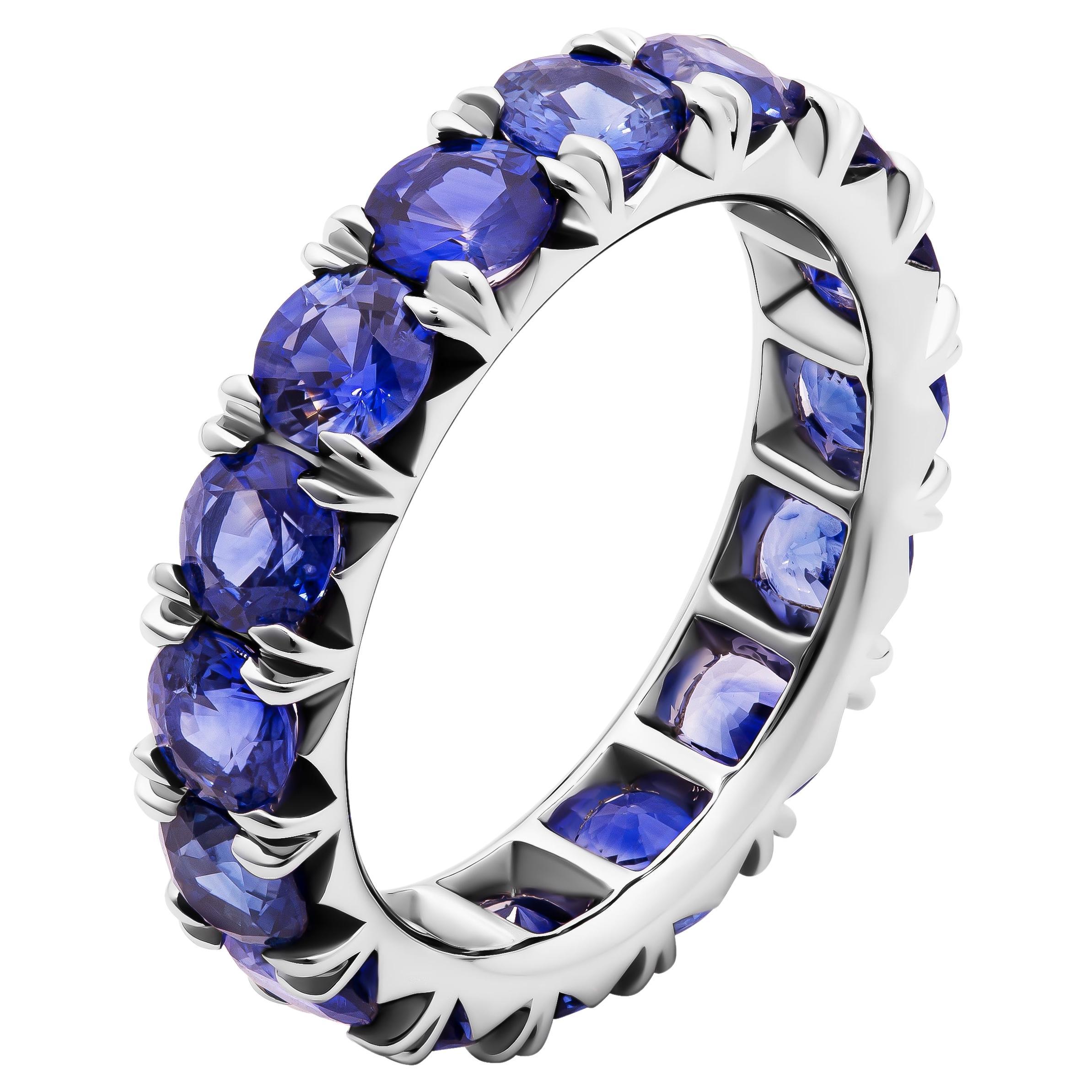 Eternity Band in Platinum with Blue Sapphires For Sale