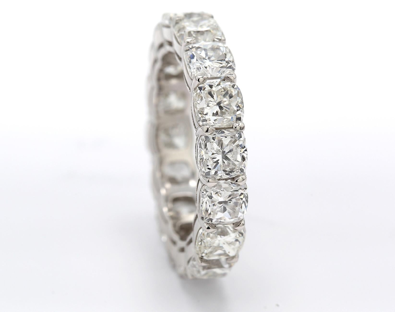 Eternity Band in Platinum with Cushion Cut Diamonds. D7.98ct.t.w. In New Condition For Sale In Los Angeles, CA