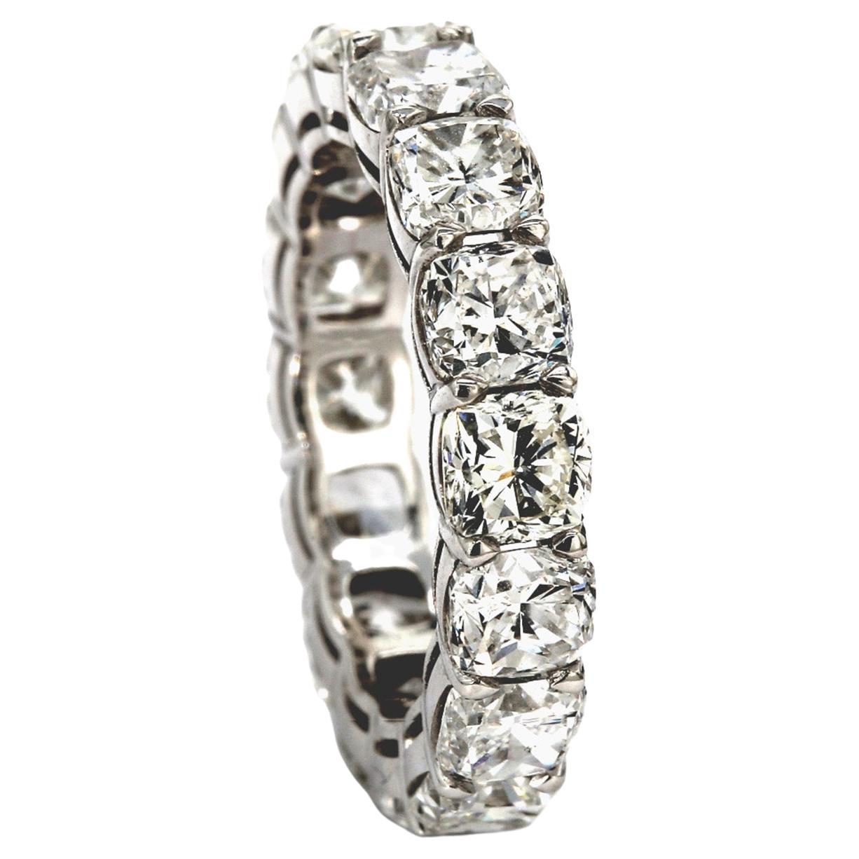Eternity Band in Platinum with Cushion Cut Diamonds. D7.98ct.t.w. For Sale
