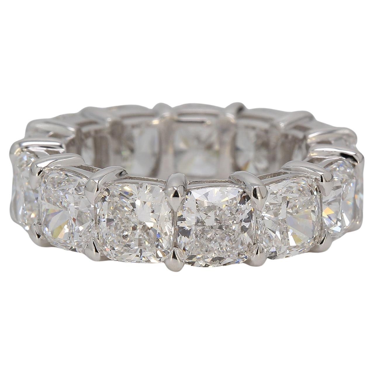 Eternity Band in Platinum with GIA certified D-F/SI1 Cushion Diamonds. D13.20ct.