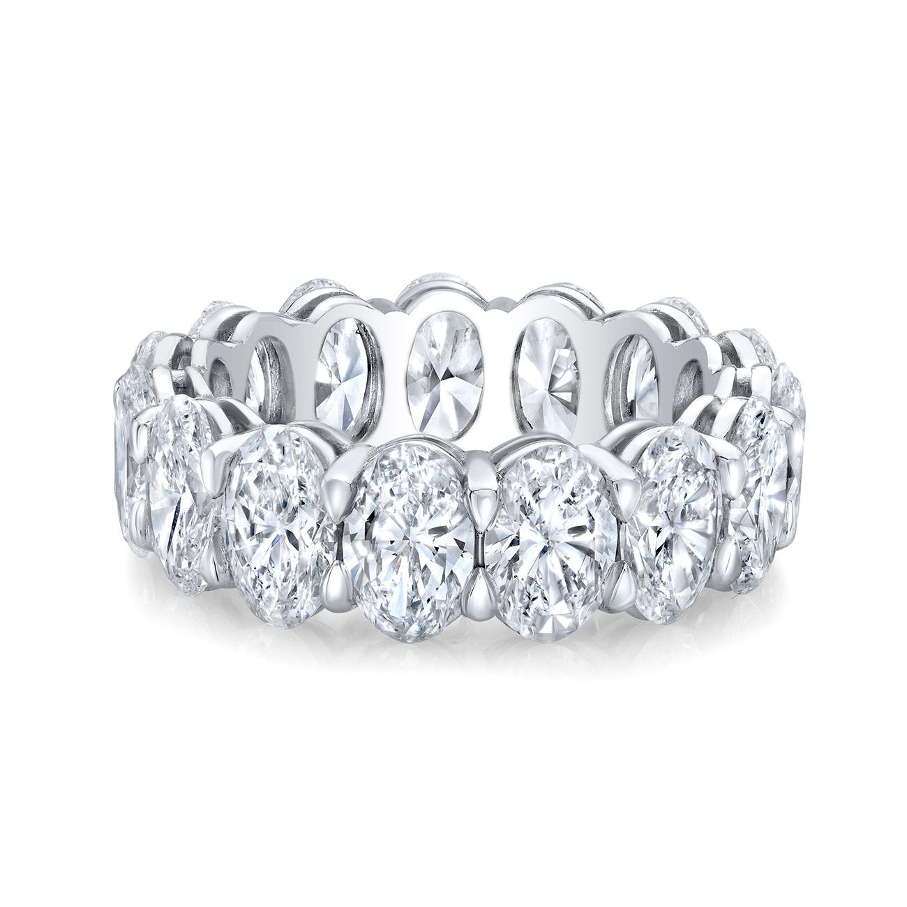 Eternity Band in Platinum with GIA certified D-F/VS1-VS2 Oval Diamonds. D9.22ct. In New Condition For Sale In Los Angeles, CA