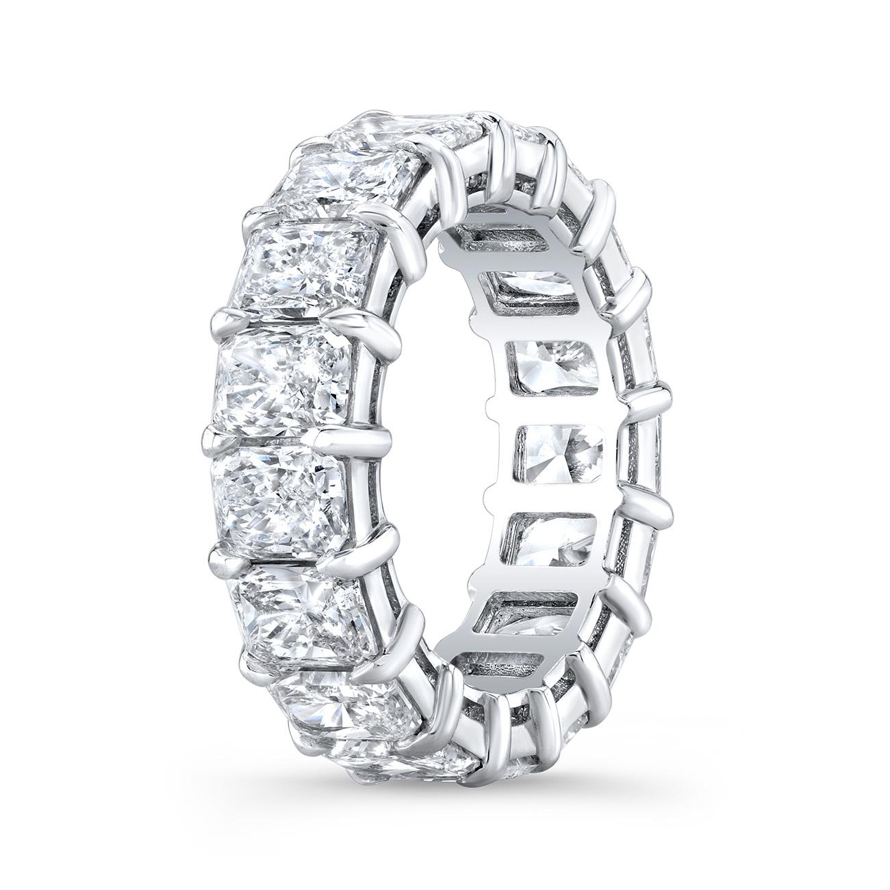 Radiant Cut Eternity Band in Platinum with GIA certified F-H/VS2-SI1 Radiant Diamonds. D5.83 For Sale