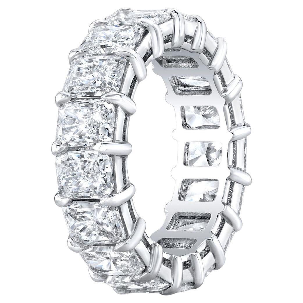 Eternity Band in Platinum with GIA certified F-H/VS2-SI1 Radiant Diamonds. D5.83 For Sale